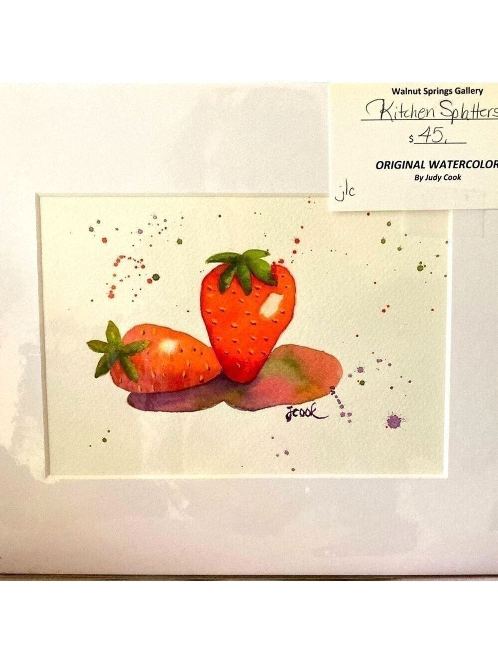 Original Watercolor painting Kitchen Splatters series Strawberry 8x10 ma…